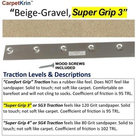CarpetKrin, Non-Slip Nosing for Carpeted Stairs, x5Pcs, More Colors, 10 inches to 70 inches (34x2 Inches; Beige-Gravel Color with SG3 Traction)