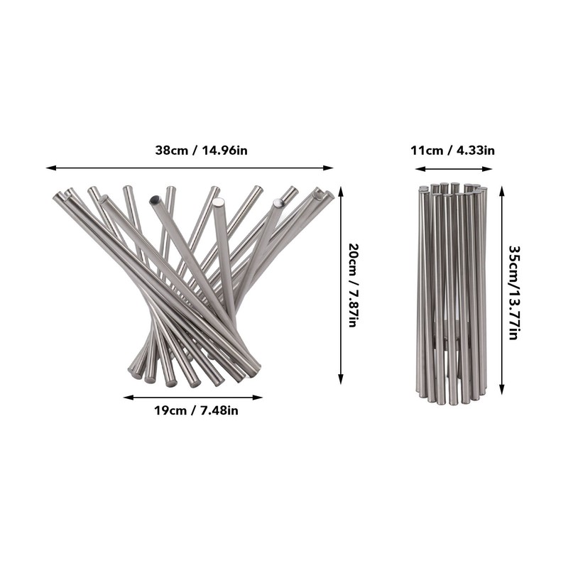 Fruit Basket Foldable Fruits Vegetable Holder Stainless Steel Serving Bowl