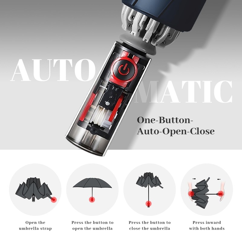 Pioggistar Windproof Umbrella for Men and Women, Inverted Mechanic Umbrellas