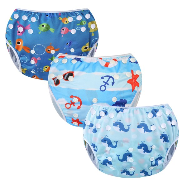 Codkkre Swimming Nappy Reusable Swim Baby Nappies Adjustable Size Washable