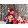 LYWYGG 10X8FT Christmas Backdrop Snow Floor Photo Backgrounds Wooden Wall