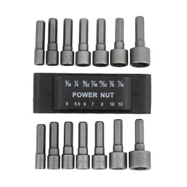Power Nut Driver Drill Bit Set of 14 Pcs Metric Socket Wrench Screw 1/4 Inch Hex Bits Adapter