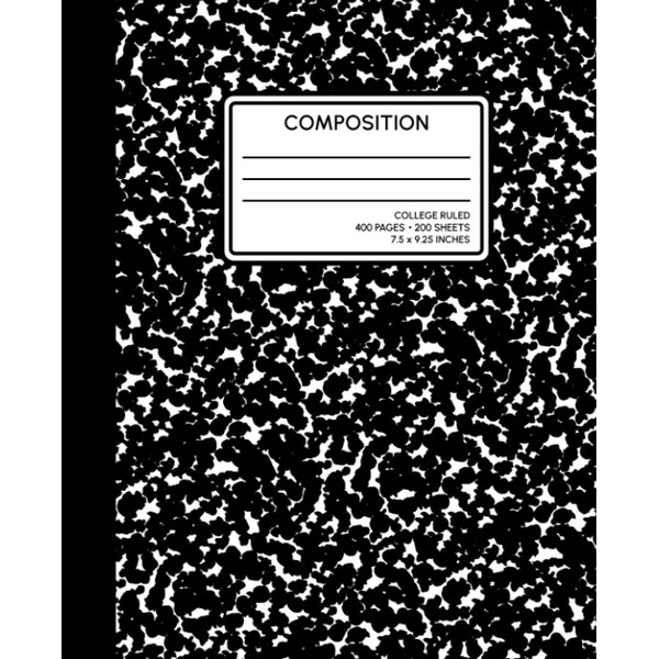 Composition: 400 Page Composition Notebook, College Ruled, Black and White,