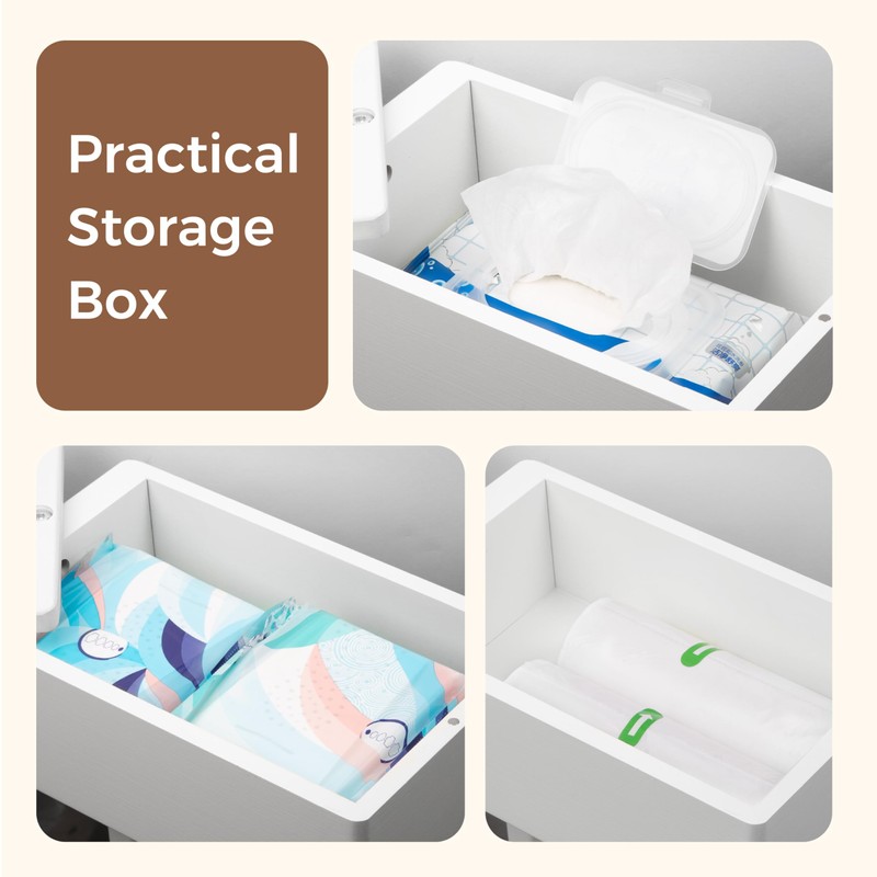 Wealone 4-in-1 White Toilet Paper Holder Stand with Storage Shelf