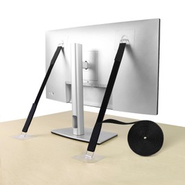 HMOKGRT 4 Pack Cut to Length TV Safety Straps for Flat Screen, No-Drill Adjustable Anti-Tip Earthquake Straps for TV and Furniture，Including 1in*16ft Hook and Loop Straps with 8 Adhesive Anchors