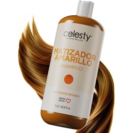 CELESTY  Shampoo Matizador - Variedad Amarillo Azul Morado Negro Rojo Violeta - para el Cuidado de Cabello Rubio Cenizo Dorado Canas