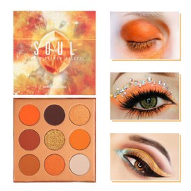 Docolor Eyeshadow Palette Orange Gemstone Make Up Palette Vegan Formula 9 Colours Highly Pigmented Matte Shimmering Nude Smoky Glitter Cream Durable Waterproof