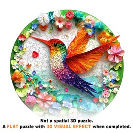 Wooden Puzzles for Adults - Unique Shape 3D Vision Hummingbird Wooden Puzzle - Challenging Adult Animal Puzzles Creative Gifts - Birthday Gifts for Adult - 100pcs