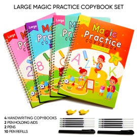Nirvend Large Magic Practice Copybook,Grooved Writing Books for Kids ages 3-8,Preschool Learning Activities,Handwriting Practice for Kids (10.2x7.5in)