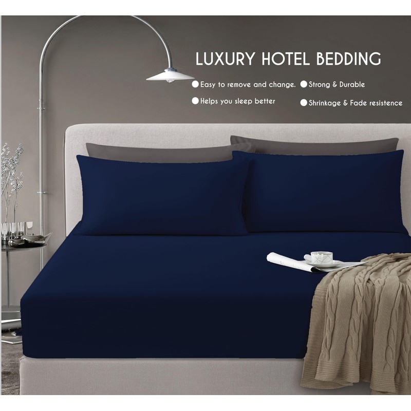 Funky Gadgets Deep Fitted Sheet King Size Navy 100% Egyptian