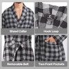 FashGudim Men's Cotton Lightweight Thin Short Dressing Gown Checked Summer