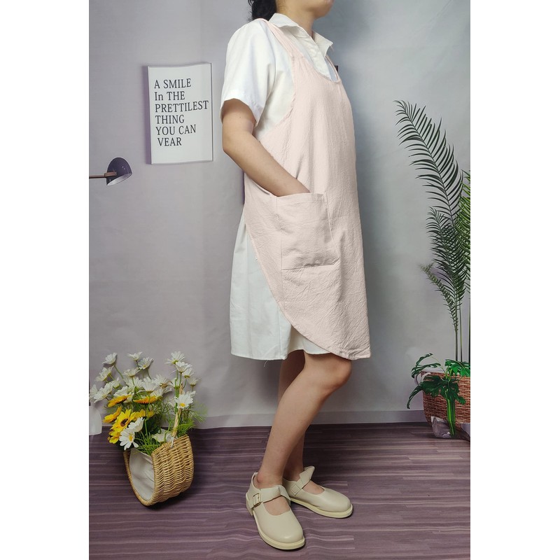 Cotton Cross Back Aprons Solid Color Cooking Kitchen Garden Smock