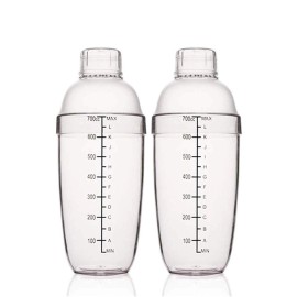 Feoowv 2 Pcs Plastic Cocktail Shaker,Drink Mixer Hand Shaker Cup with Scales,Bar Too