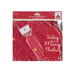 Wishing You A Merry Christmas Red Hamper Dressing Set Contains Shredded Tissue Bow Tag Cellophane Wrap