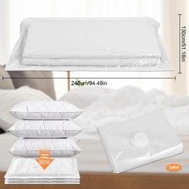 Vacuum Bags for Mattresses, 240 x 130 cm Vacuum Bag Mattress, Vacuum Bags for Mattresses, Sealable, Reusable Mattress Vacuum Storage Bag for Moving Transport