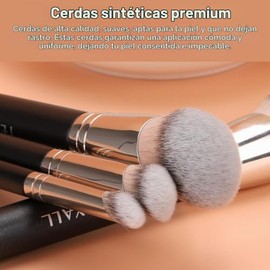 TEOYALL Juego de Brochas para Ocultar Contorno de Base, 3 Piezas, Brocha Kabuki Sintética En Ángulo para Mezclar, Pulir Con Líquido, Crema y Polvo Cos