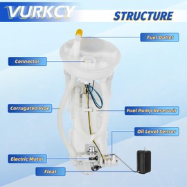 Vurkcy Electric Fuel Pump Module Assembly with Sending Unit Compatible with 2001 2002 2003 2004 2005 Honda Civi, L4 1.3L/ 1.7L/ 2.0L, Replaces E8566M, 17045-S5A-A00, 17045-S5A-A31