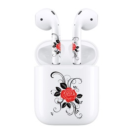 RockMax for AirPods 2nd Generation Skin, Red Rose Fashion Stickers for AirPods 2 and Charging Case, Easy to Apply Wrap, Custom Gift for Teens and Women