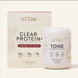 Arrae Protein & Sculpt Duo | 15g Grass Fed Whey, Collagen, & Electrolytes Protein + Women’s Creatine Monohydrate Gummies | Gut-Friendly Formula |