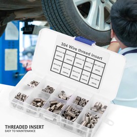 Thread Repair Insert, SS304 Stainless Steel 150Pcs Coiled Wire M3 M4 M5 M6 M8 Threaded Inserts Screw, with Plastic Box