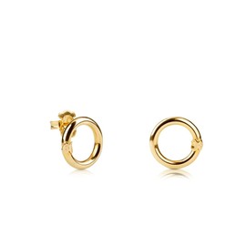 TOUS Aretes de Anilla de Plata Vermeil de Primera Ley para Mujer con Motivo de Oso 1.6cm, Plata de Ley 925 con Chapado de Oro, Fino y Elegante, Colección Hold