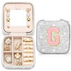 Soleebee Bling Crystal Travel Jewelry Case, G Initial Jewelry Box