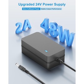ALITOVE 24 Volt Power Supply 2A 48W 24V Transformer Power Cord AC DC Adapter 100-240V 50-60Hz to 24V 2 Amp 1500mA 1A Converter 5.5x2.5mm for LED Strip Light CCTV Camera Pump Router, 6.2FT