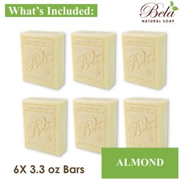Bela, Sandalwood, Triple French Milled Moisturizing Soap Bars, No Harsh Ingredients, 3.3 oz. each - 6 Pack