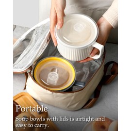 NUTRIUPS Mikrowellen Keramik Suppenschüssel mit Henkel, 900ml Suppentassen mit Henkel, Kaffeetasse Groß