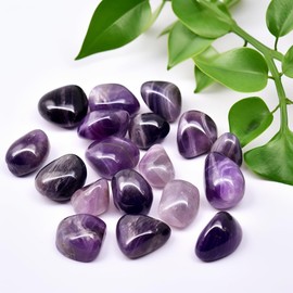 SigMntun Polished Amethyst Crystal Stones - 2 Pieces of 1.2-Inch Super Large Handpicked Natural Tumbled Gemstones for Reiki, Chakra Healing, and Home Decor