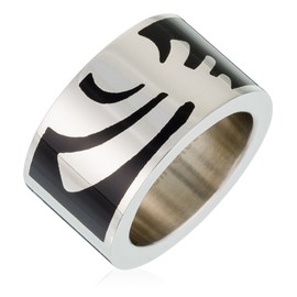 Pierre Cardin Men's Ring 925 Sterling Silver Rhodium-Plated Stainless Steel with Zirconia Crystal/Black PCRG10008A Silver silver/black