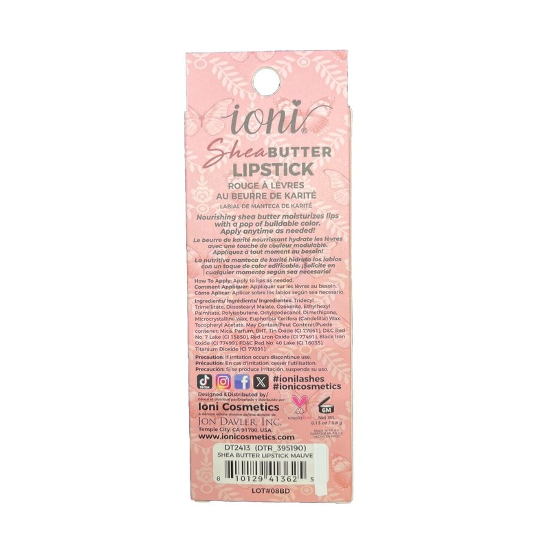 IONI “Shea Butter” Hydrating Buildable Lipstick (Deep Mauve) NIB -
