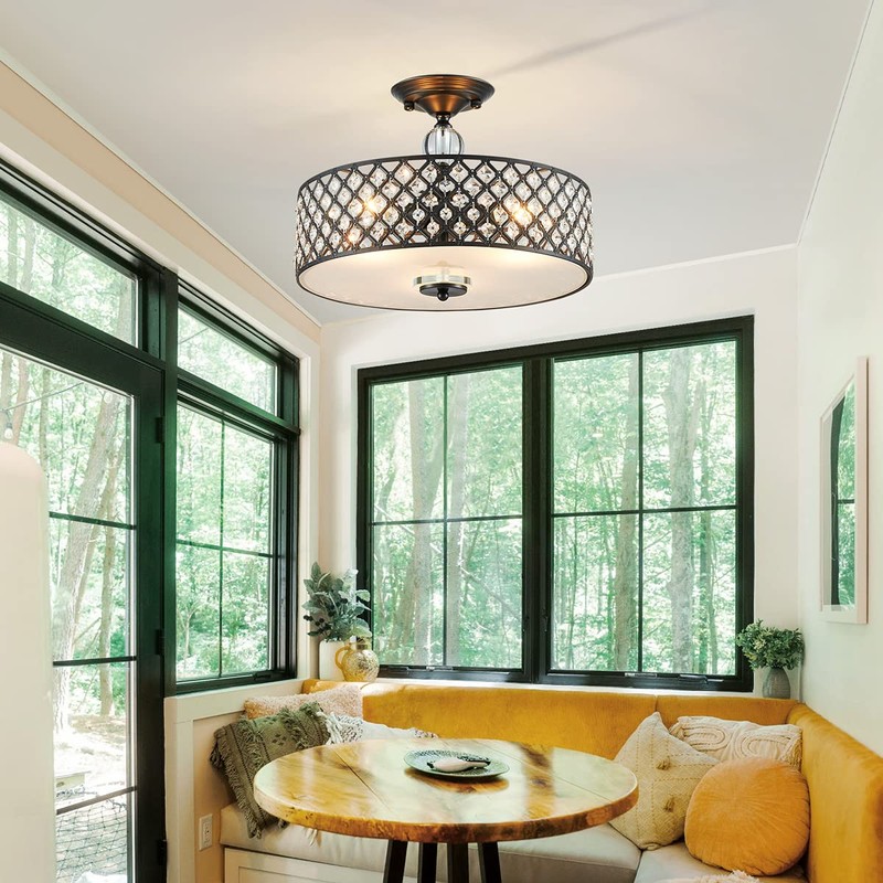Saint Mossi Semi Flush Mount Ceiling Chandelier, Modern K9 Crystal