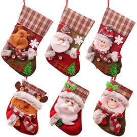 TAVADA Weihnachtsstrumpf,6 Stück Weihnachtssocken Süßigkeiten Geschenktüte,Nikolausstiefel zum Befüllen und Aufhängen für Weihnachtsdeko,Nikolaus Socke für Kinder Familien
