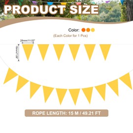 PATIKIL 49ft Pennant Banner Flags, Felt Fabric Pennant Flags String Triangle Flag Banner Bunting Garland for Carnival Wedding Birthday Party Decorations, Yellow/Orange