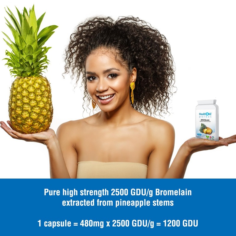 Health4All Bromelain 1200gdu per Capsule 120 Capsules High Strength 2500GDU/g