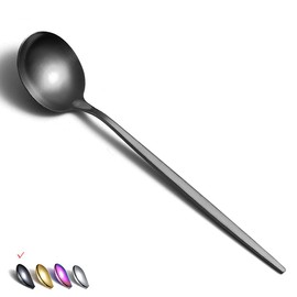 HOMQUEN Matte Black Tablespoons, 6 Pieces, 8.1 Inch Stainless Steel Tablespoons, Soup Spoons, Dessert Spoons, Spoons, Cutlery for Home, Kitchen or Restaurant, Dishwasher Safe