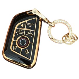 TAPAYICA For Chevy Corvette Key Fob Shell Keyless Remote Key With Keychain Fit for Chevy Corvette C8 Smart Key Fob Cover (Black)