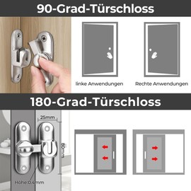 Pack of 2 Sliding Door Locks, 90/180 Degree Adjustable Vintage Stainless Steel Door Lock with 10 Mounting Screws, Perfect for Kitchens, Bathrooms, Windows, Barns (Gold)