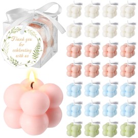 MTLEE 40 Pieces Small Bubble Candles Bulk with Greeting Card Ribbon Box Aesthetic Scented Candles Party Favors Thank You Guest Gifts for Wedding Baby Bridal Shower Party