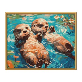 Schipper 609240917 Painting by Numbers - Otter Couple - Painting Pictures for Adults Including Brush and Acrylic Paints 24 x 30 cm