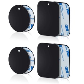 YIANERM 8 Packs Thin Metal Plate For Magnetic Car Phone Holder (4 Round and 4 Rectangle)