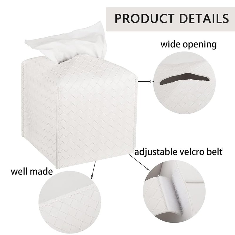 PU Leather Tissue Box Cover – Square Tissue Holder with