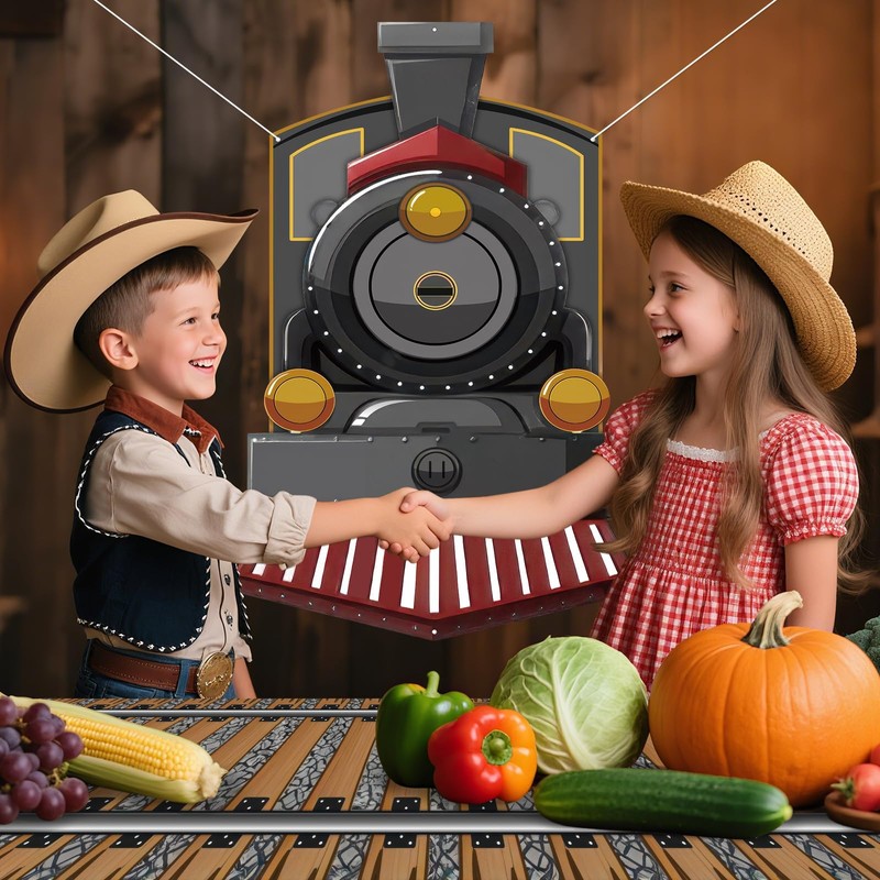 NeusWonder Christmas Express Train Party Decorations with Railroad Track, Polar-Inspired