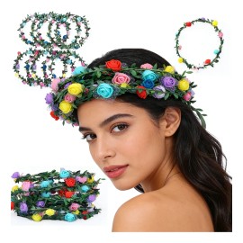 10pz Diadema Corona Flores Luz Led Fiesta Festival