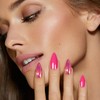 Dikixe Pink Chrome Almond Press On Nails Phosphorescent Laser Mirror