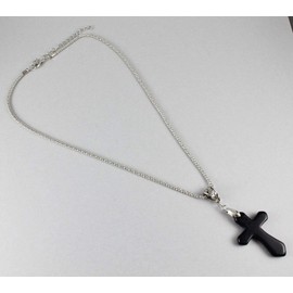Black cross necklace cross pendant silver chain 18-20.5 long necklace