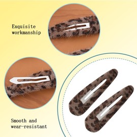 Leopard Print Hair Clips Barrettes for Women Cute Small Brown Hair Barrettes for Girls Fuzzy Snap Hair Clips for Thin Hair Decorations Leopard Accessories for Women Fluffy Snap Barrettes