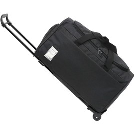 Rolling Duffle Bag with Wheels, 45L 22” Folding Travel Duffel Bag Soft-Sided with 2 Wheels, Waterproof Carry-On Large Travel Bag Men/Women Multiple Pockets for Trip Business Fitness Black