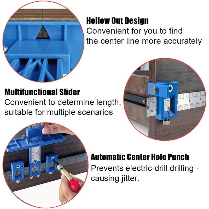 Cabinet Hardware Jig, Cabinet Handle Jig with Automatic Center Punch,